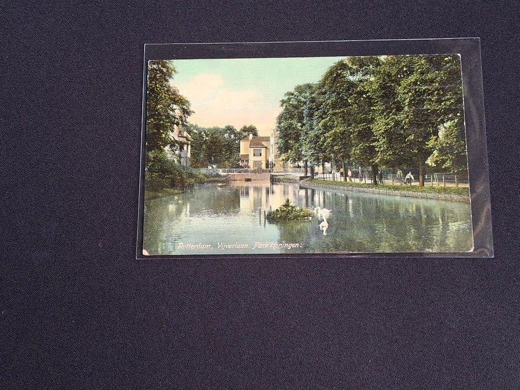 Ansichtkaart Rotterdam, Vijverlaan Park Honingen, Verzamelen, Ophalen of Verzenden, Voor 1920, Gelopen, Zuid-Holland