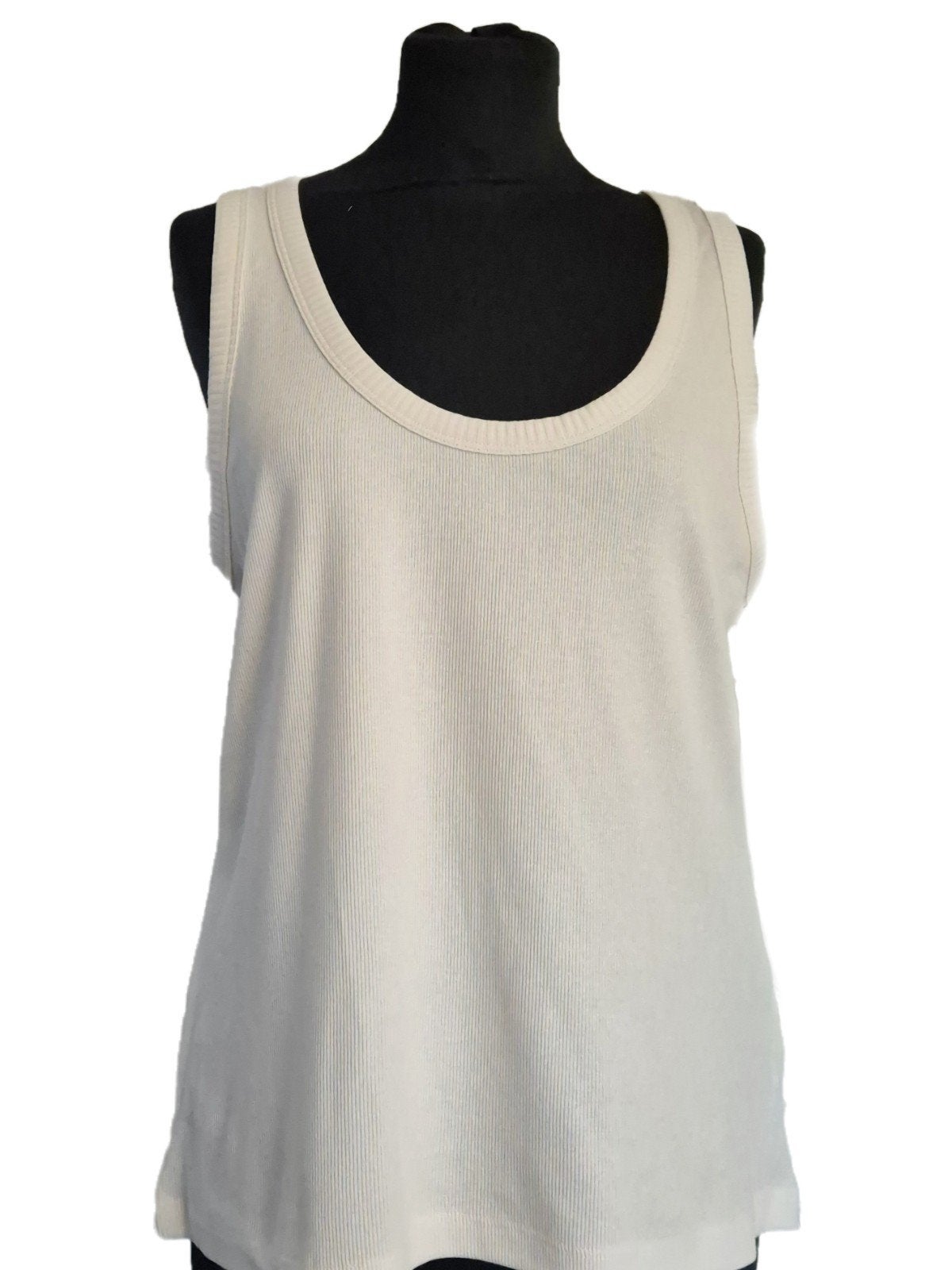 H&M rib tanktop, H&M, Beige, Maat 42/44 (L), Nieuw
