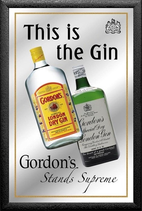Gordon's Gin this is the gin reclame spiegel wanddeco deco, Verzamelen, Reclamebord, Info@deconoord.nl, Deco Noord, Nieuw