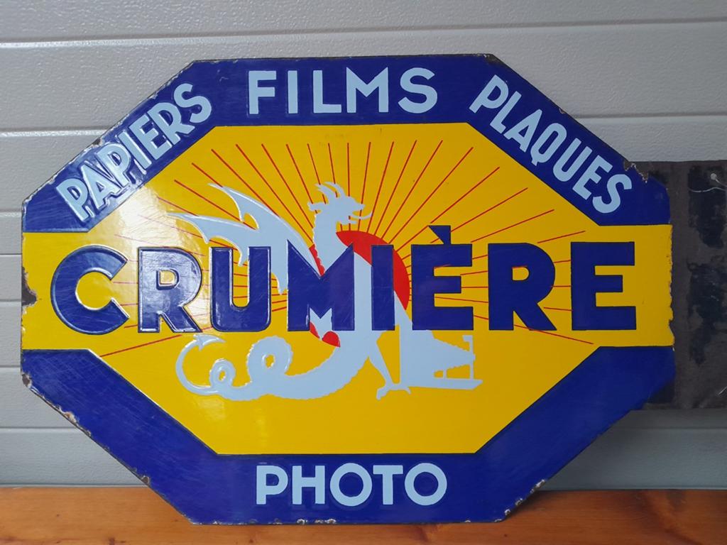 Oud tweezijdug emaille reclame bord Crumiere, Antiek en Kunst, Ophalen of Verzenden