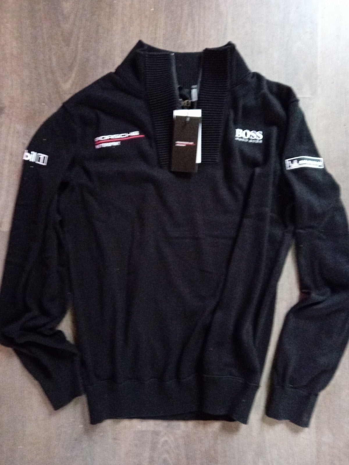 Nieuwe Hugo Boss Porsche Motorsport trui - Zwart, Ophalen, Maat 52/54 (L), Zwart, Nieuw
