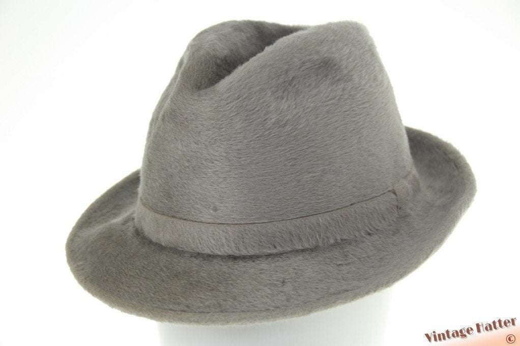 Vintage Gleufhoed Panizza DeLuxe zilvergrijs zacht vilt 57