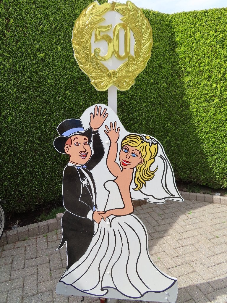 50 jarig huwelijk jubileum feestbord huren, geweldige keuze., Ophalen, Nieuw, Overige
