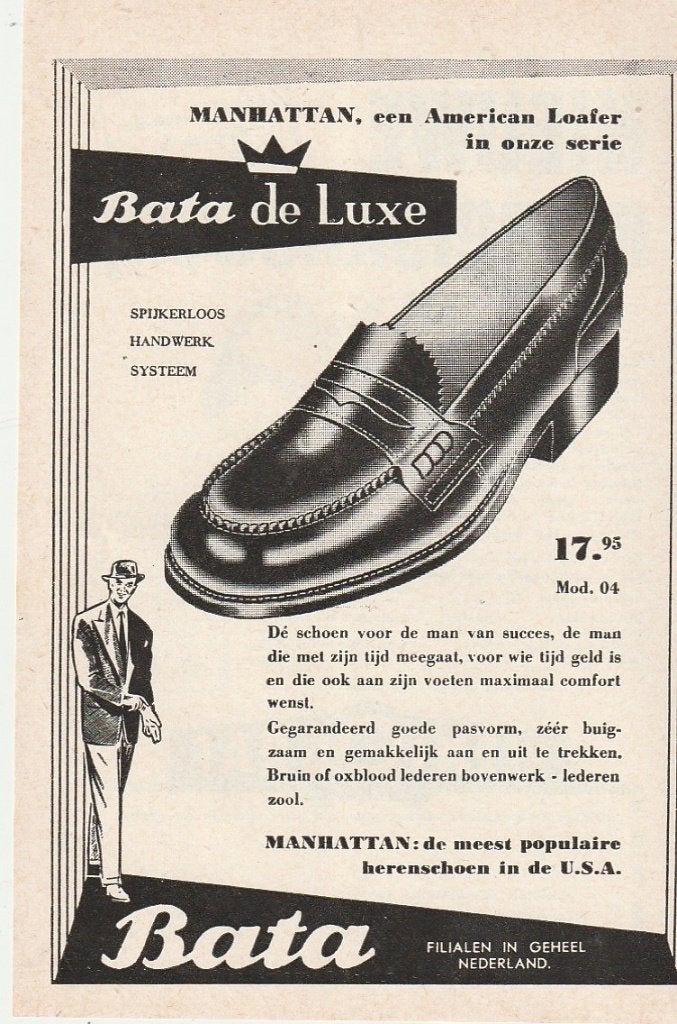 Retro reclame 1953 Bata heren schoenen Manhatton schoen, Verzenden, Overige typen