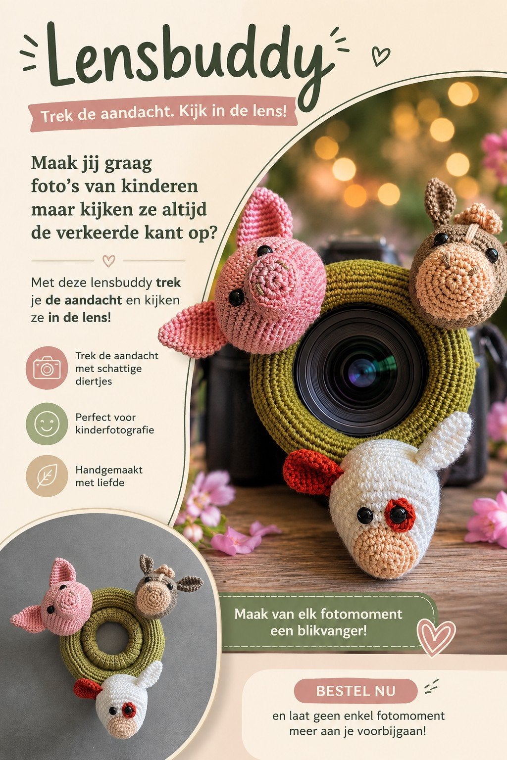 lensbuddy boerderijdieren, Ophalen of Verzenden, Haken, Patroon of Boek