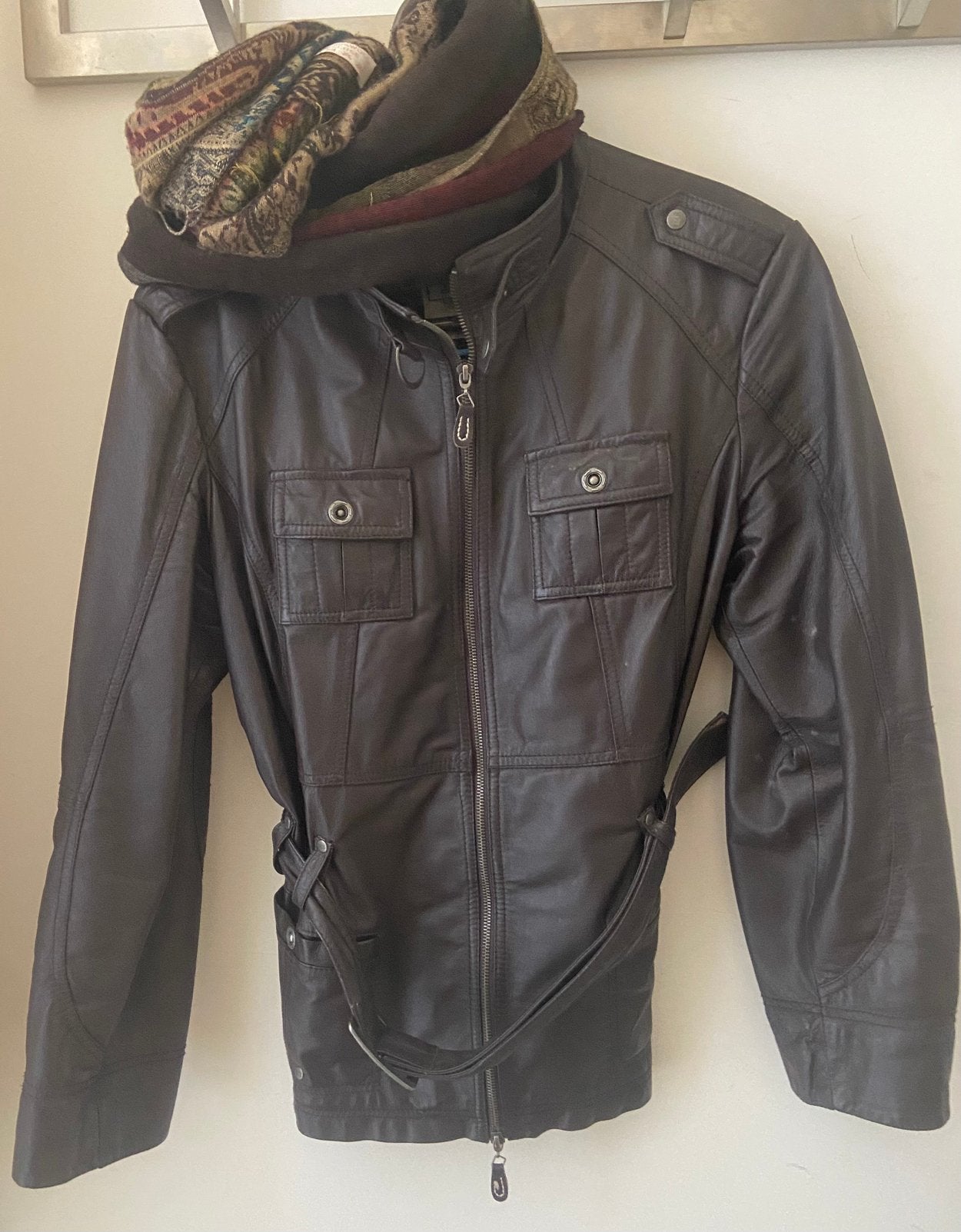 Leren Jas Happy out dames XL, Ophalen of Verzenden, Zo goed als nieuw, Maat 46/48 (XL) of groter, Bruin