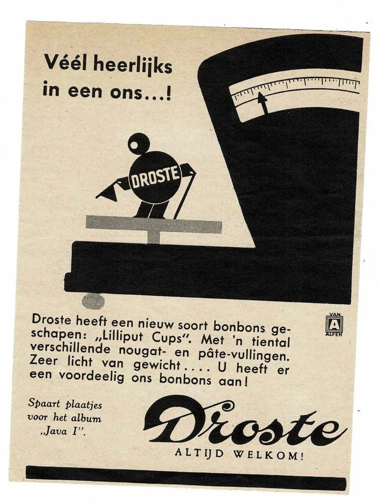 Heerlijks in een ons! DROSTE heeft een nieuwe bonbons 1935, Verzenden, Zo goed als nieuw, Overige typen