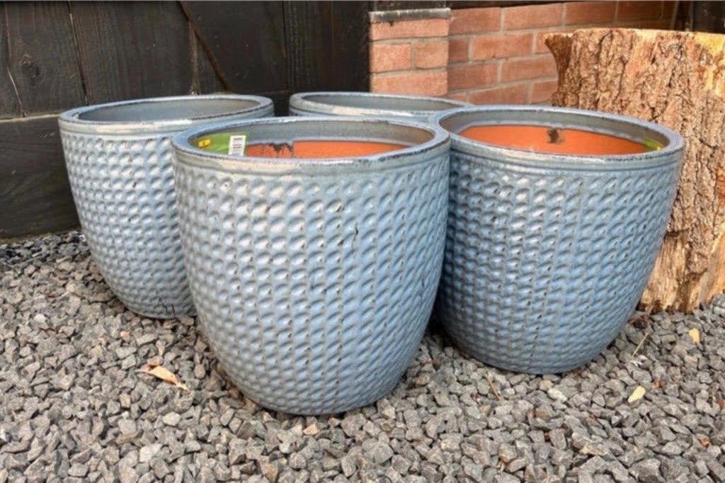 Bloempot blauw hornbach, Rond, Nieuw, Minder dan 40 cm, Balkon