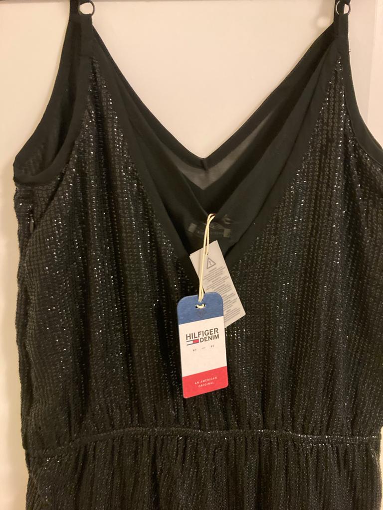 Tommy Hilfiger Denim Jumpsuit Zwart Glitter Maat M Nieuw, Verzenden, Nieuw, Maat 38/40 (M), Zwart