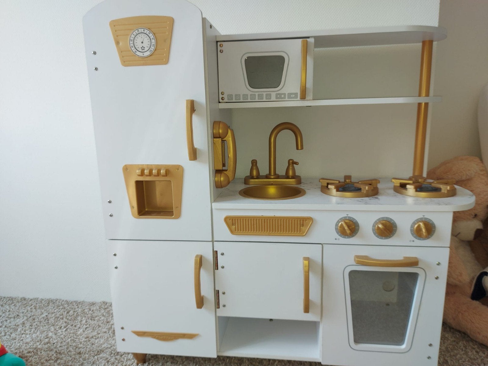 Complete Kinderkeuken - Wit met Goud, Ophalen, Zo goed als nieuw, Hout, Speelkeuken