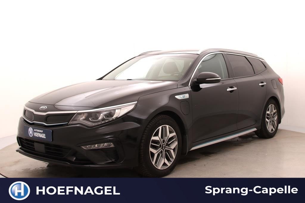 Kia Optima Sportswagon 2.0 GDI PHEV DynamicPlusLine | Trekha, Auto's, Gebruikt, Zwart, Leder en Stof, Plug-in hybride
