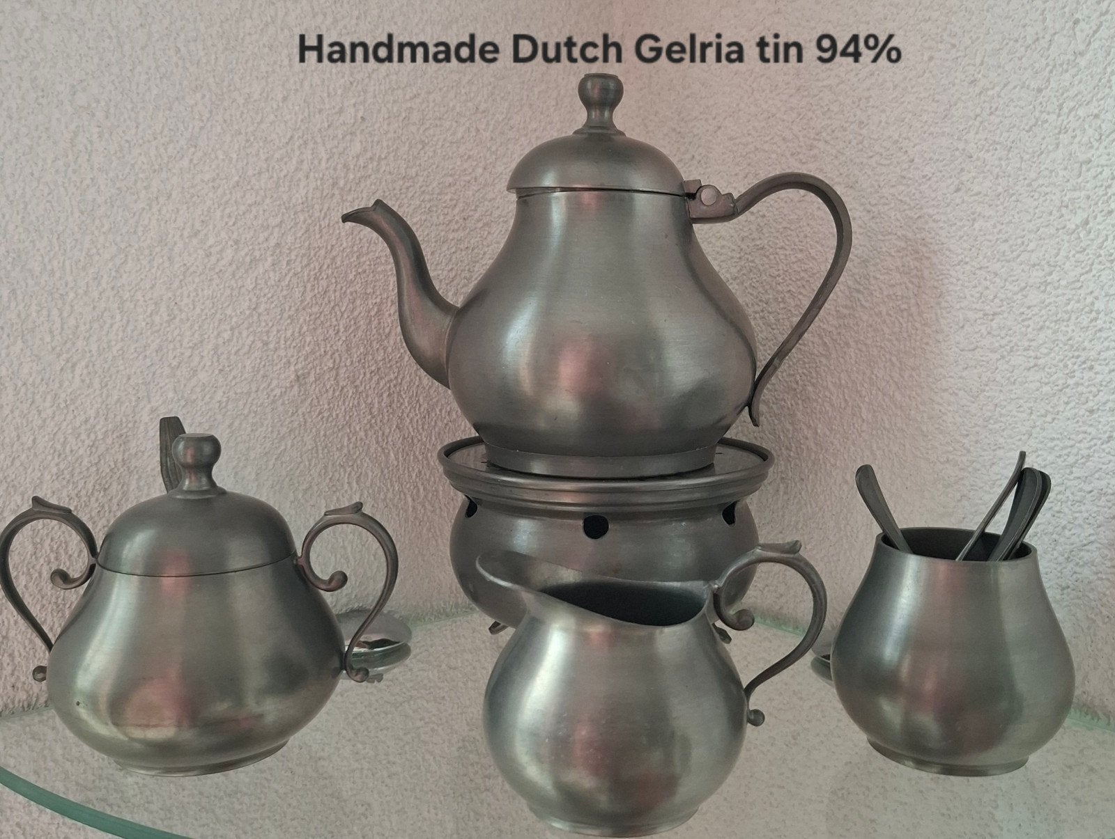 Royal Dutch pewter Gelria tin theeset 94% tin 10 dlg. Bieden, Ophalen of Verzenden