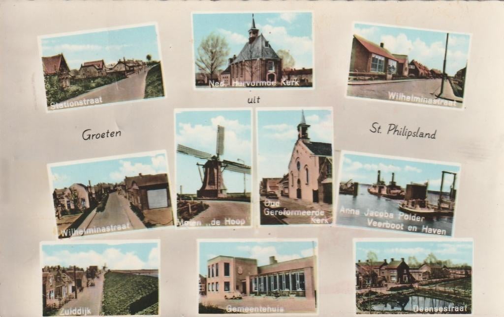 ST. PHILIPSLAND Stationsstraat Molen Kerk Veerboot kl.f., Verzenden, 1960 tot 1980, Gelopen, Zeeland