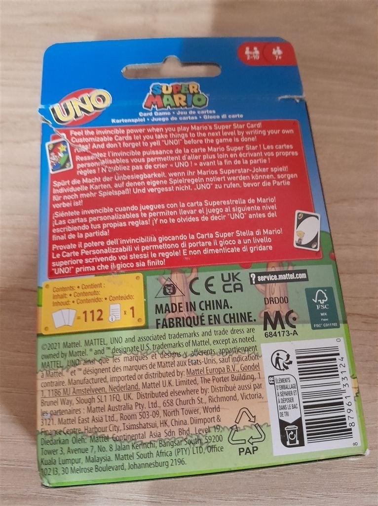 uno super mario - s4275, Hobby en Vrije tijd, Gezelschapsspellen | Bordspellen, Verzenden, Zo goed als nieuw