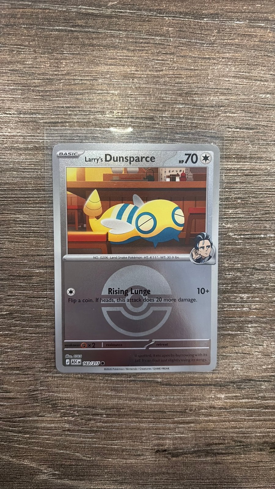 ASC Larry’s Dunsparce 163/217 Ball Reverse holo, Ophalen of Verzenden, Zo goed als nieuw