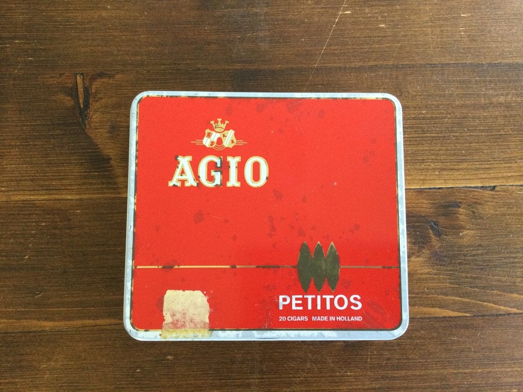 Leuk oud sigarenblikje Agio Petitos, Ophalen of Verzenden