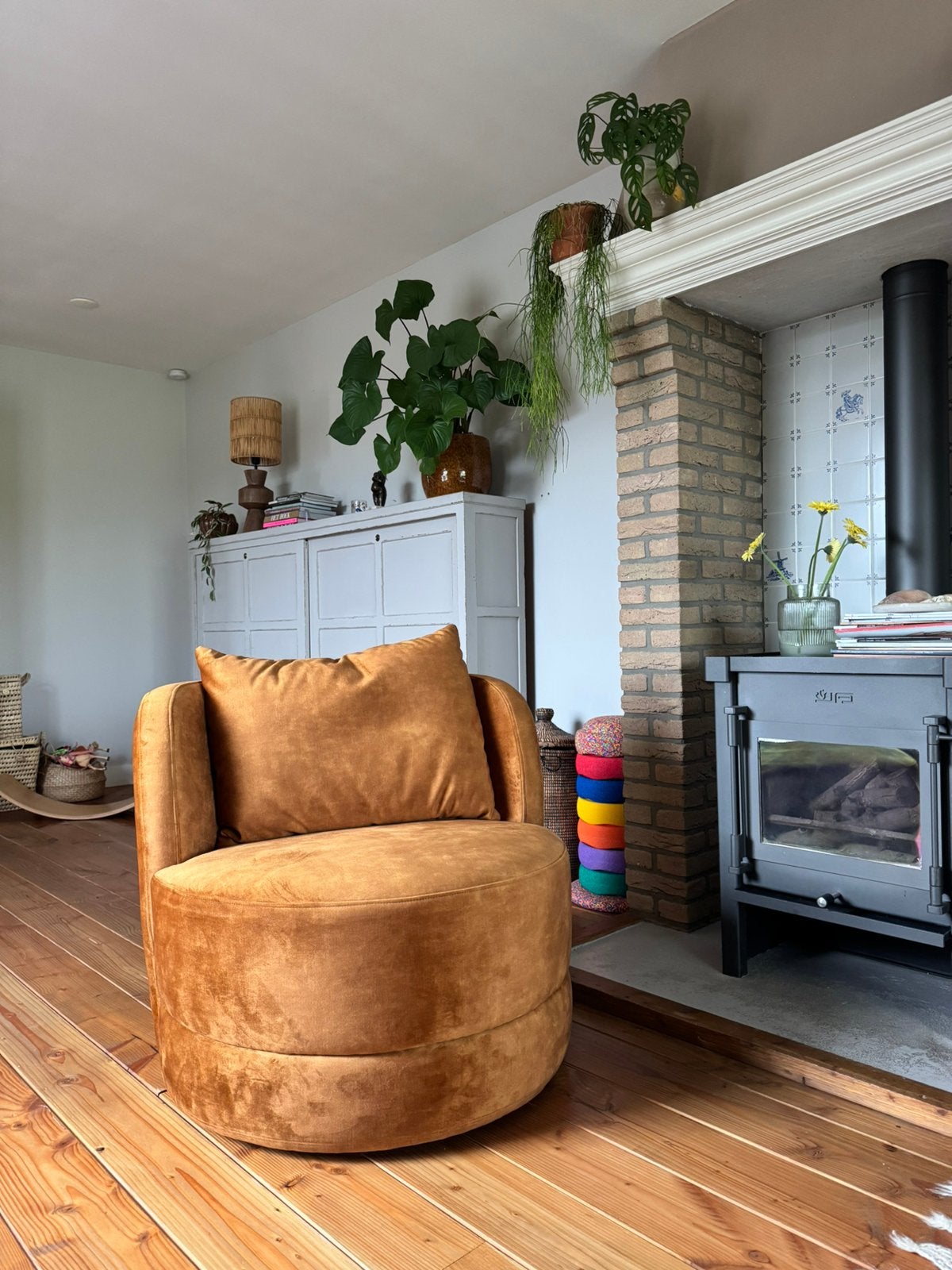 Draai fauteuil oker geel, Ophalen, Nieuw