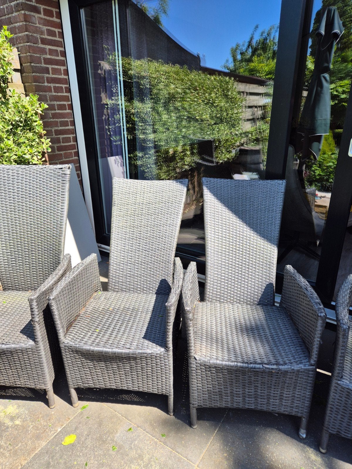 Wicker tuinstoelen - verstelbaar voor een kratje bier, Tuin en Terras, Tuinstoelen, Ophalen, Gebruikt, Wicker, Verstelbaar