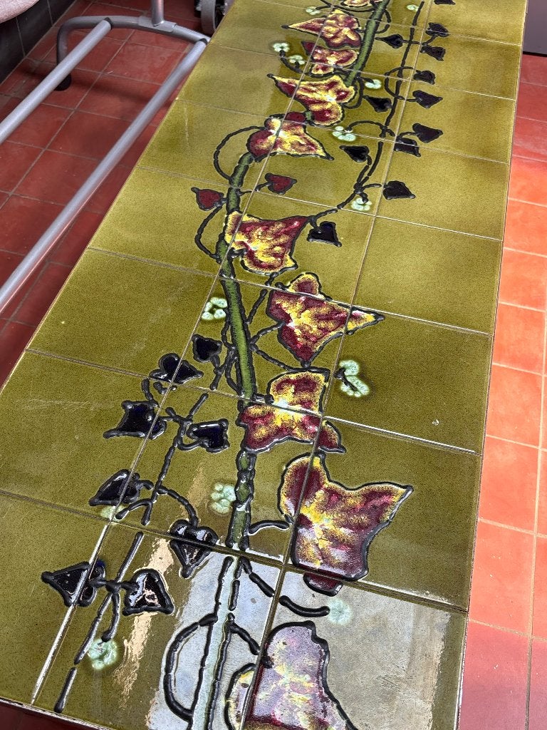 Vintage Tegeltafel Groen Botanisch Mid-Century Mode  CS27153, Ophalen
