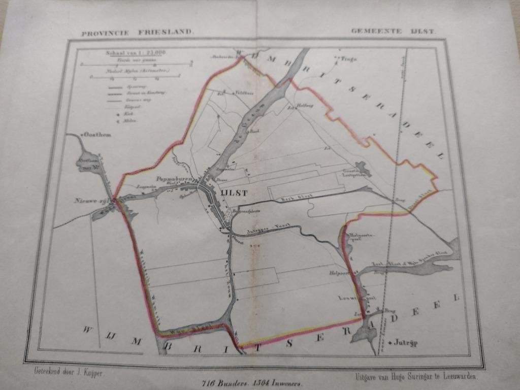 045 Ijlst Popmaburen Litho Kuyper 1867, Ophalen of Verzenden