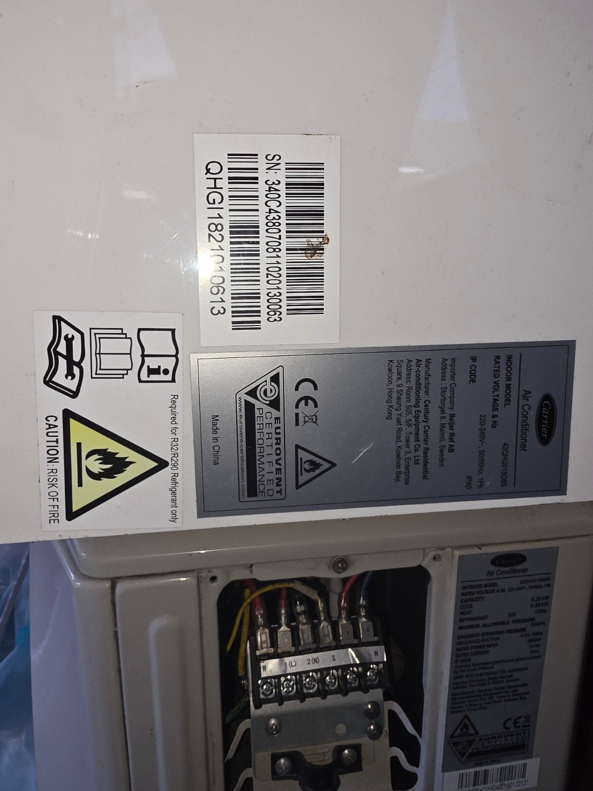 Carrier Airco Split Unit - Zo goed als nieuw, incl. afstands, Witgoed en Apparatuur, Airco's, Ophalen, 3 snelheden of meer, Zo goed als nieuw