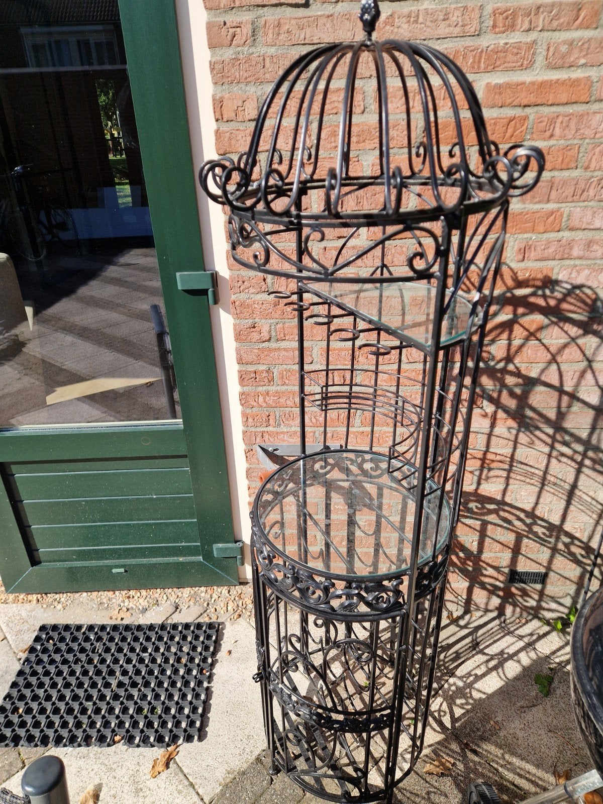 Decoratief Wijnrek Metaal met Glazen Planken, Huis en Inrichting, Ophalen, 5 tot 15 flessen, Zo goed als nieuw, 75 – 100
