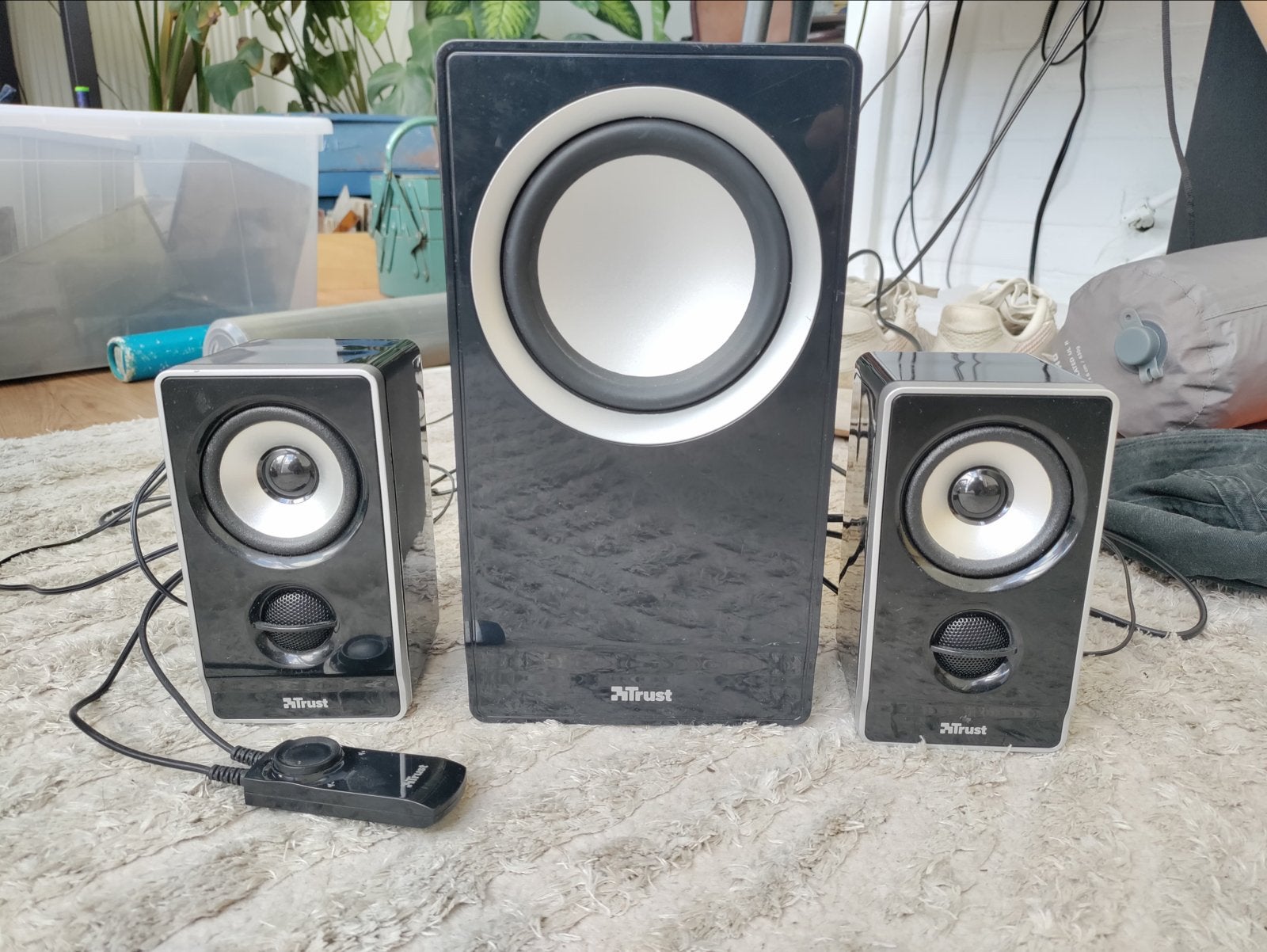 Trust Wave 2.1 speakerset met subwoofer en afstandsbediening, Audio, Tv en Foto, Gebruikt, Afstandsbediening, Speakerset, Ophalen