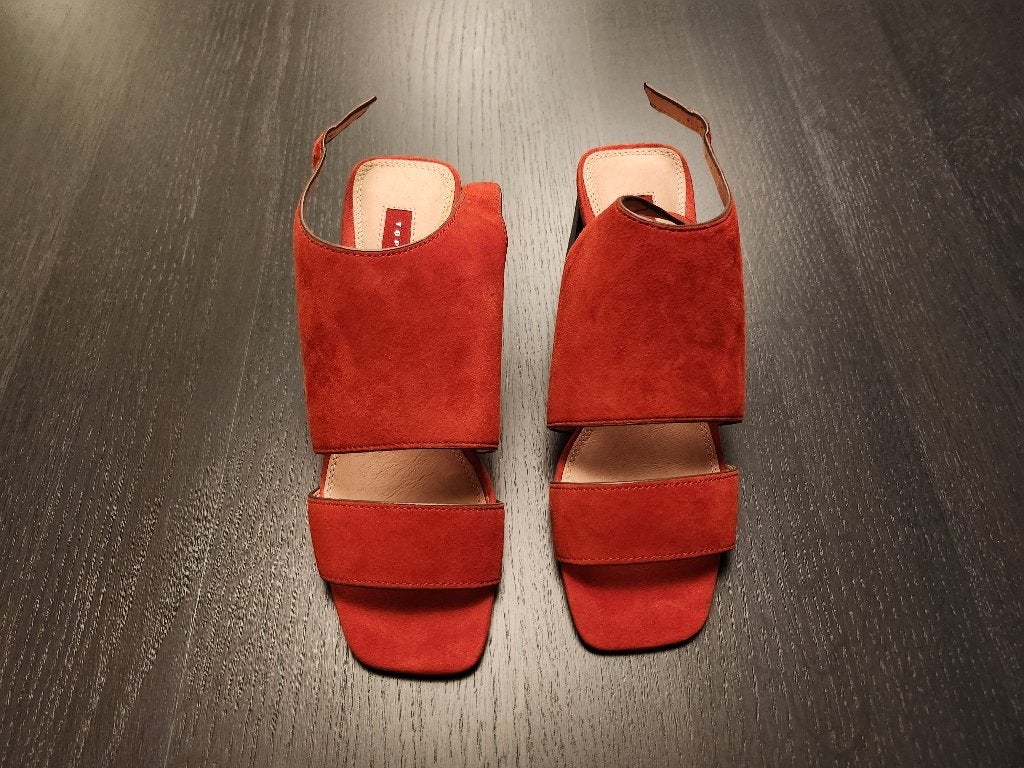 Nieuwe Topshop rode suède sandalen – nooit gedragen, Nieuw, Rood, Sandalen of Muiltjes, Ophalen of Verzenden