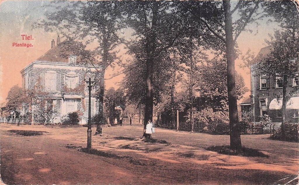 Tiel - Plantage (fraaie kleuren) gel. 1926, Ophalen of Verzenden, 1920 tot 1940, Gelopen, Gelderland