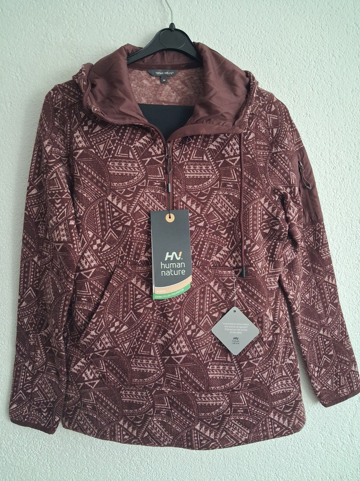Human Nature fleece trui met capuchon - Maat M, Maat 38/40 (M), Bruin, Nieuw, Ophalen of Verzenden