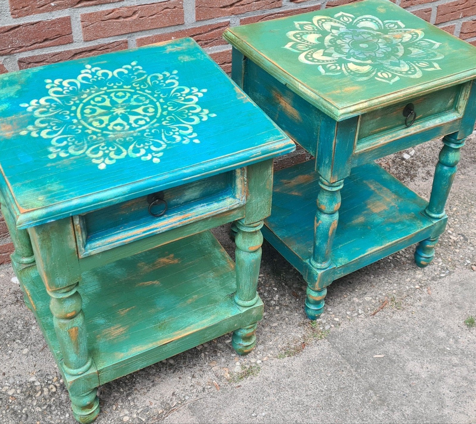 SET VAN 2! Nachtkastjes bijzetkastjes vintage India Ibiza, Ophalen, Minder dan 45 cm, Zo goed als nieuw, Minder dan 55 cm