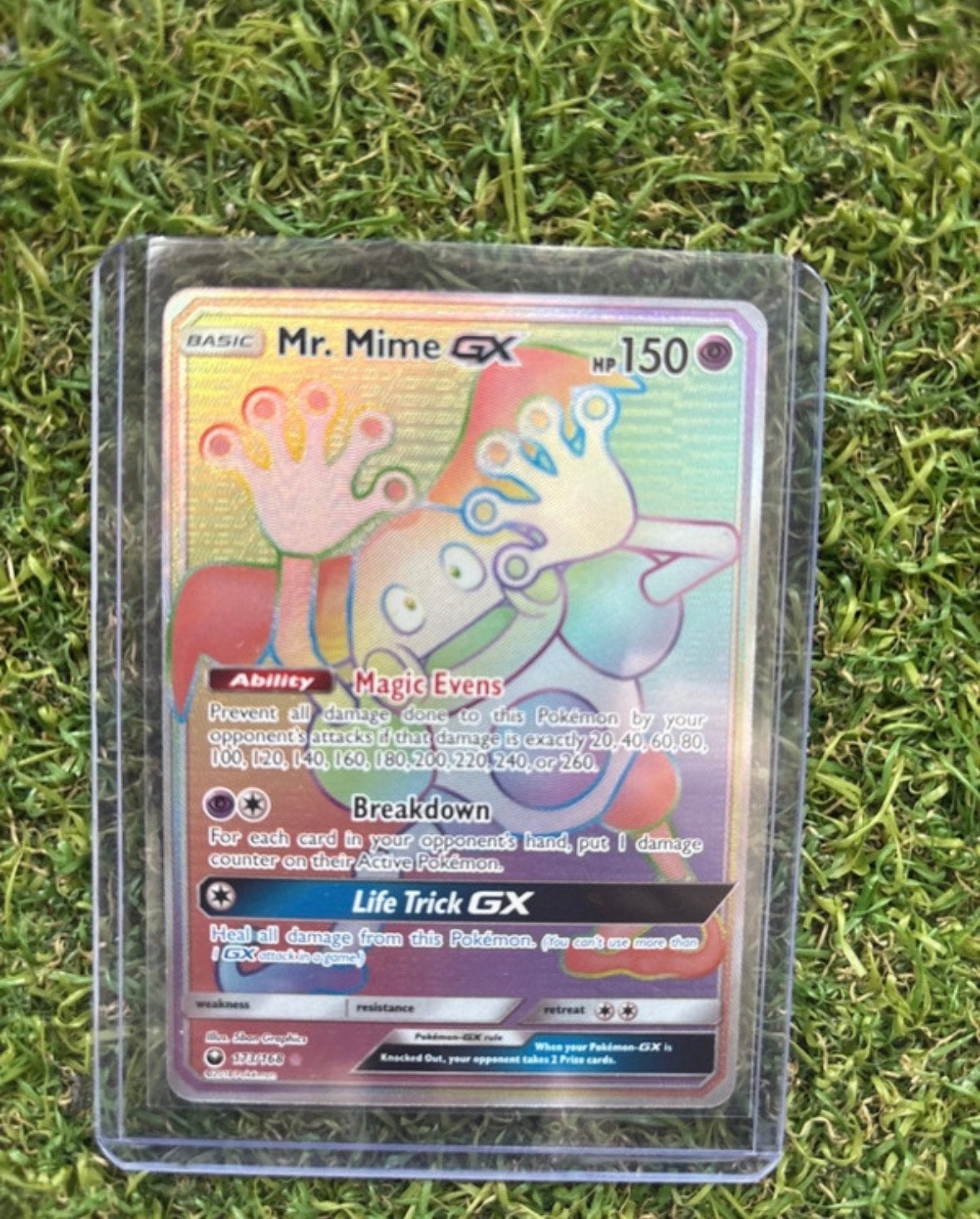 Mr. Mime GX (CES 173) Celestial Storm - Rainbow Rare, Ophalen of Verzenden, Zo goed als nieuw, Losse kaart, Foil