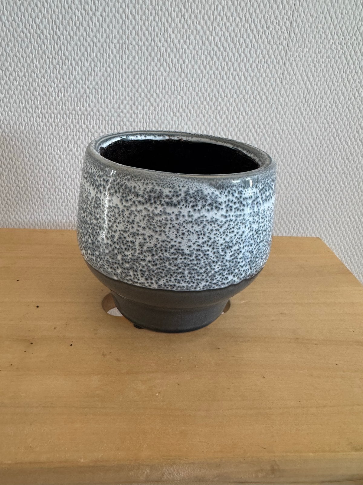 Mica Decorations pot grijs/wit met patroon D 12CM H 12CM, Tuin en Terras, Rond, Ophalen of Verzenden, Aardewerk, Binnen
