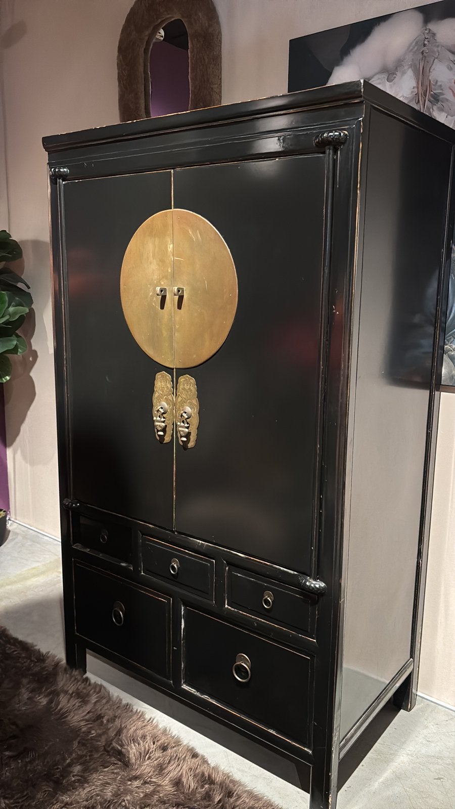 Zwarte Chinese Kast, Huis en Inrichting, Kasten | Buffetkasten, Gebruikt, 50 tot 75 cm, Www.plein5living.nl, Ophalen of Verzenden