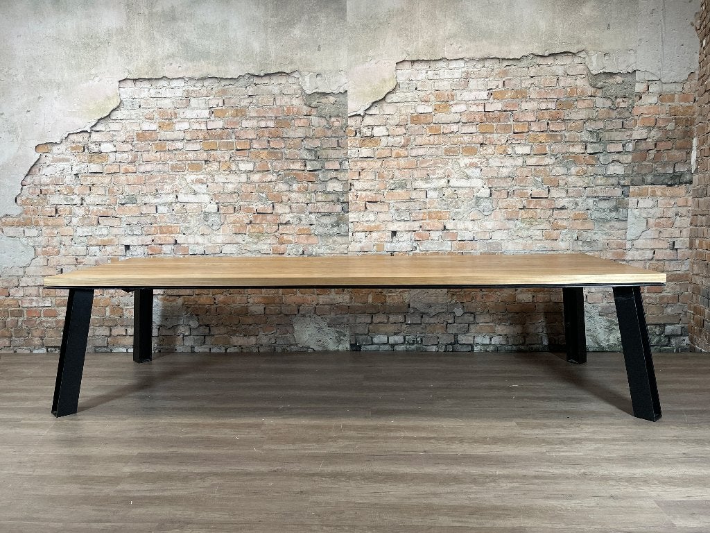 Verlengbare Eettafel – Hout & zwart metaal, Ophalen, 100 tot 150 cm, Design, 200 cm of meer
