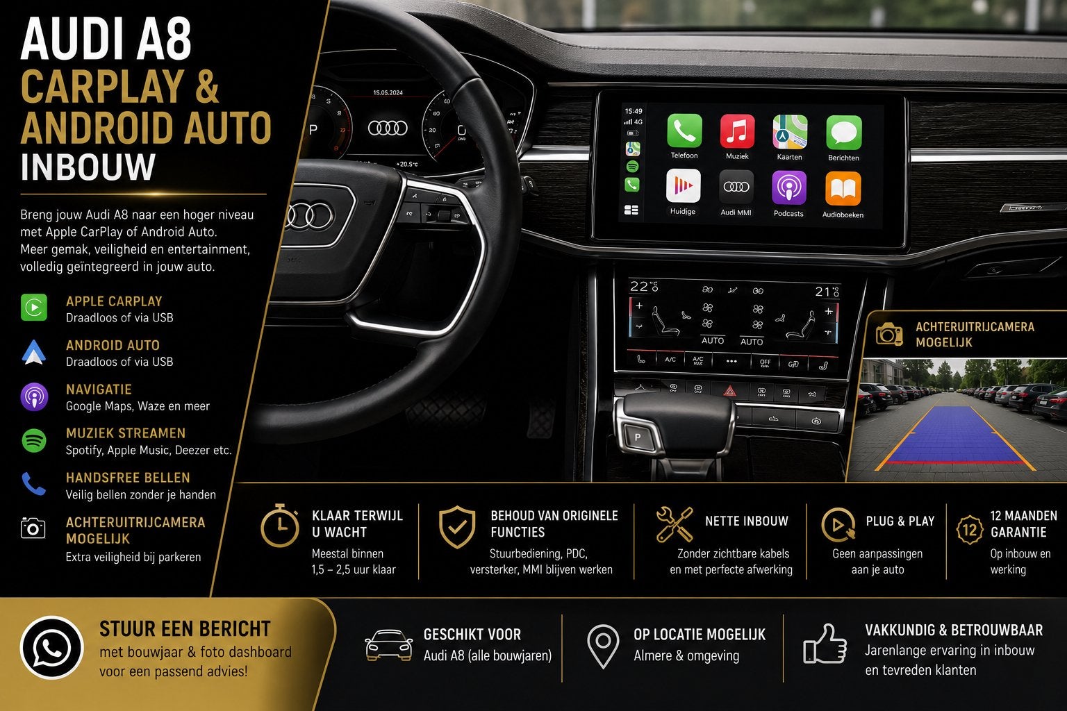 Audi A8 CarPlay & Android Auto Inbouw, Ophalen, Nieuw
