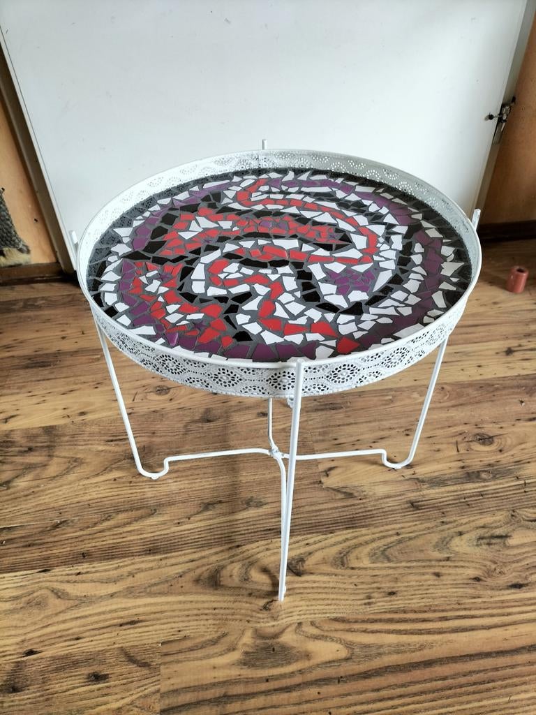 Bijzettafeltje mozaiek, Ophalen of Verzenden, Nieuw, Rond, Minder dan 55 cm