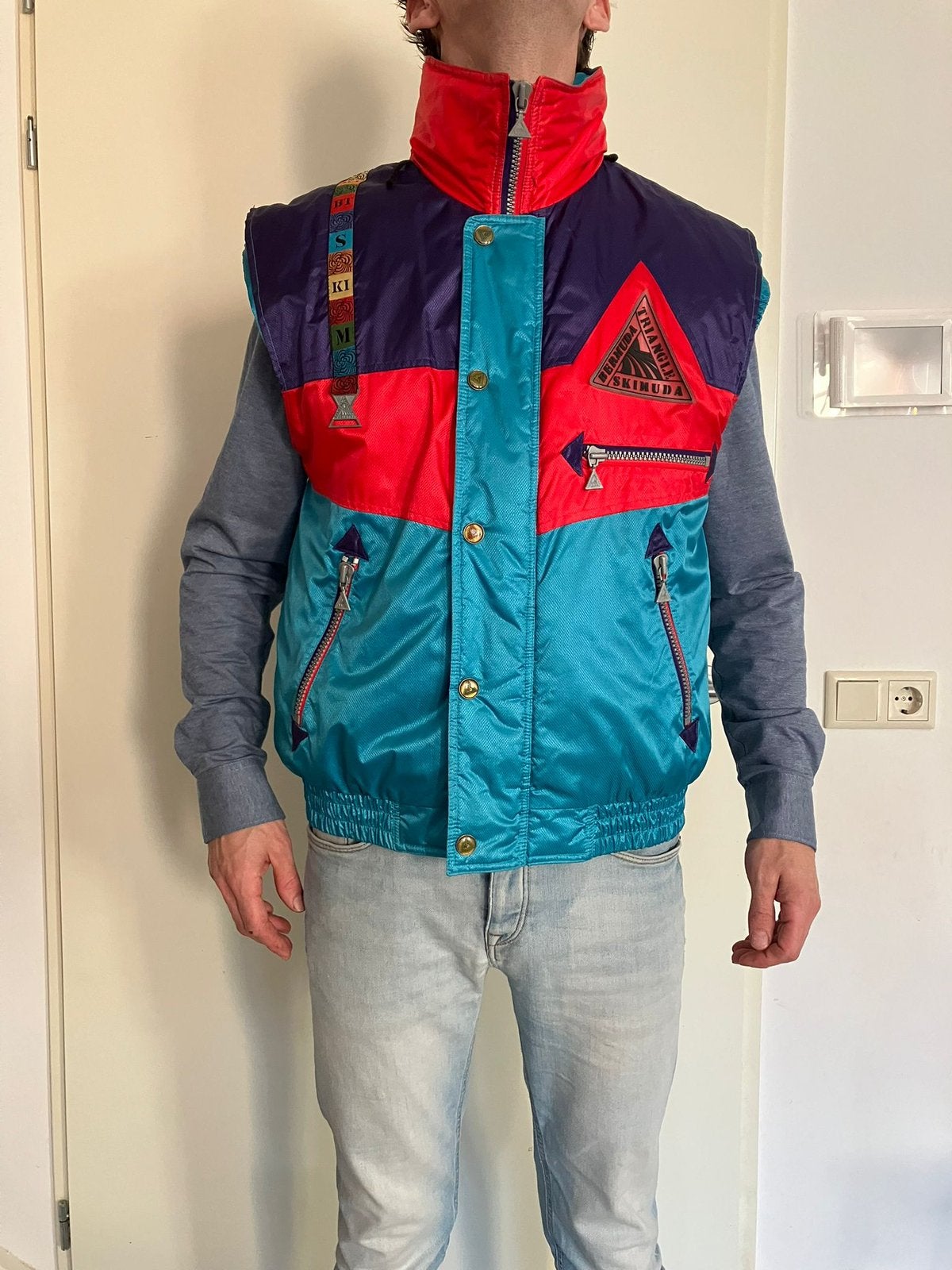 Retro vintage bodywarmer Bermuda triangle skimuda, Ophalen of Verzenden, Zo goed als nieuw, Maat 48/50 (M)