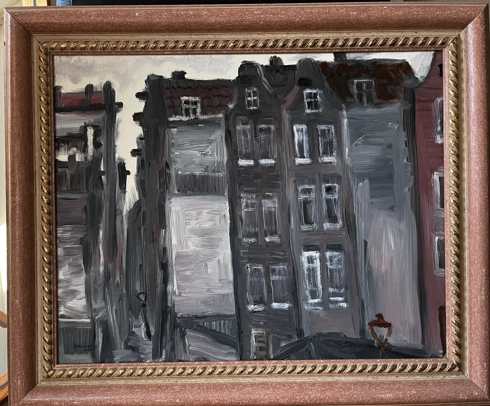 Schilderij Amsterdam, Kelderman, Antiek en Kunst, Ophalen of Verzenden