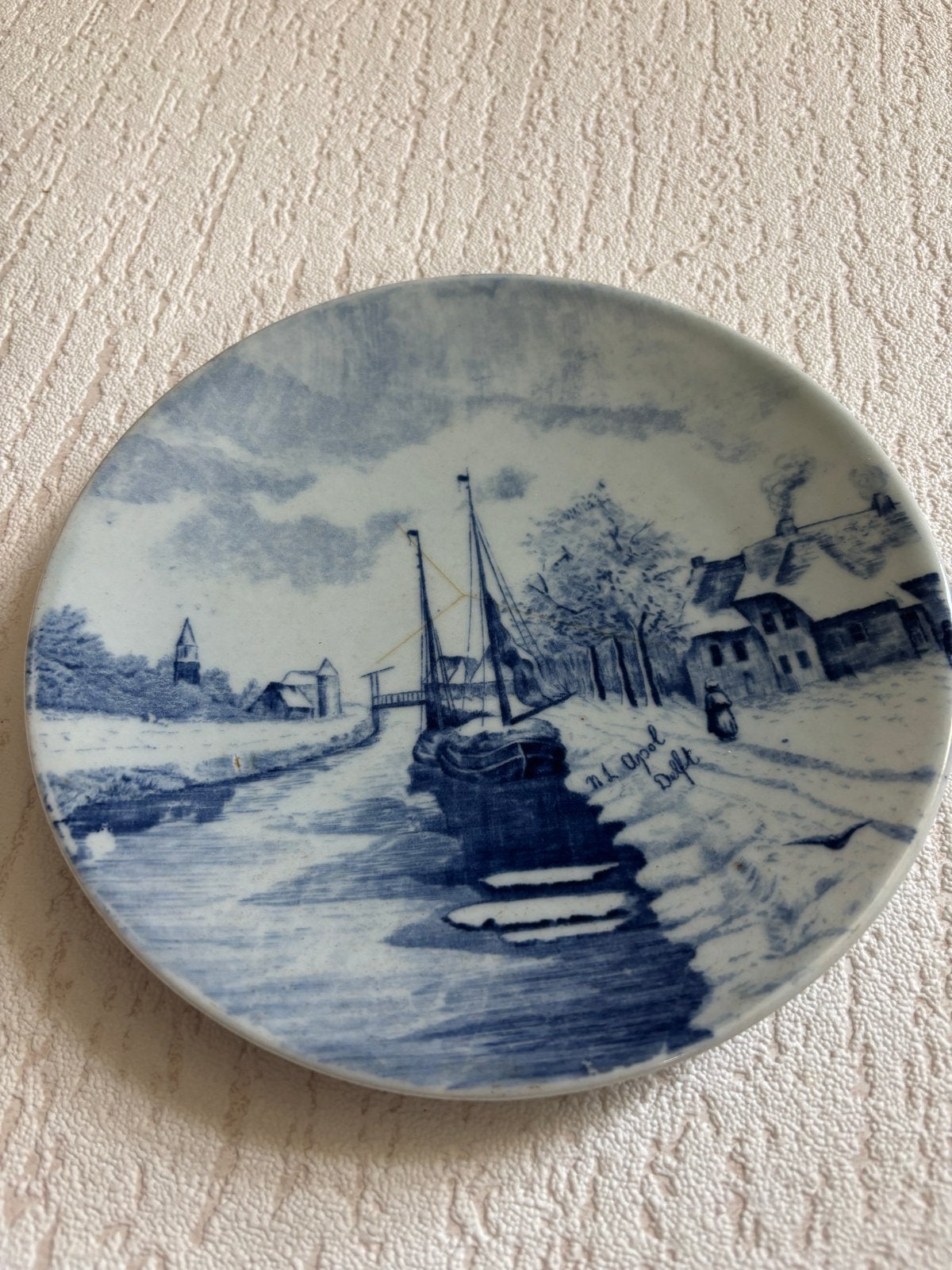 Delfts Blauw Wandbord - Hollandse Winterscène, Antiek en Kunst, Ophalen of Verzenden