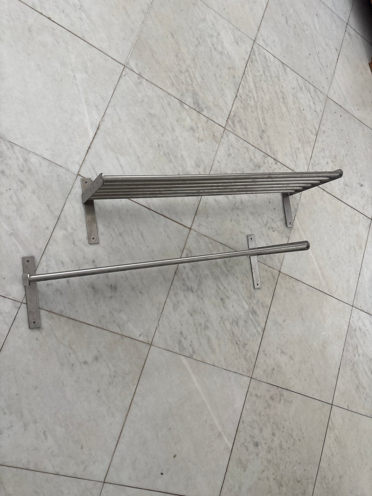 RVS Handdoekenrek en plank voor badkamer, Ophalen, Gebruikt, Zilver, Handdoekenrek