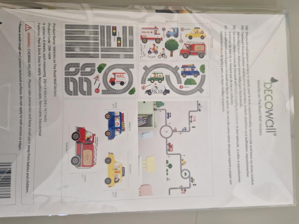 3 sets Muurstickers wegen en voertuigen, Kinderen en Baby's, Kinderkamer | Inrichting en Decoratie, Ophalen of Verzenden, Nieuw