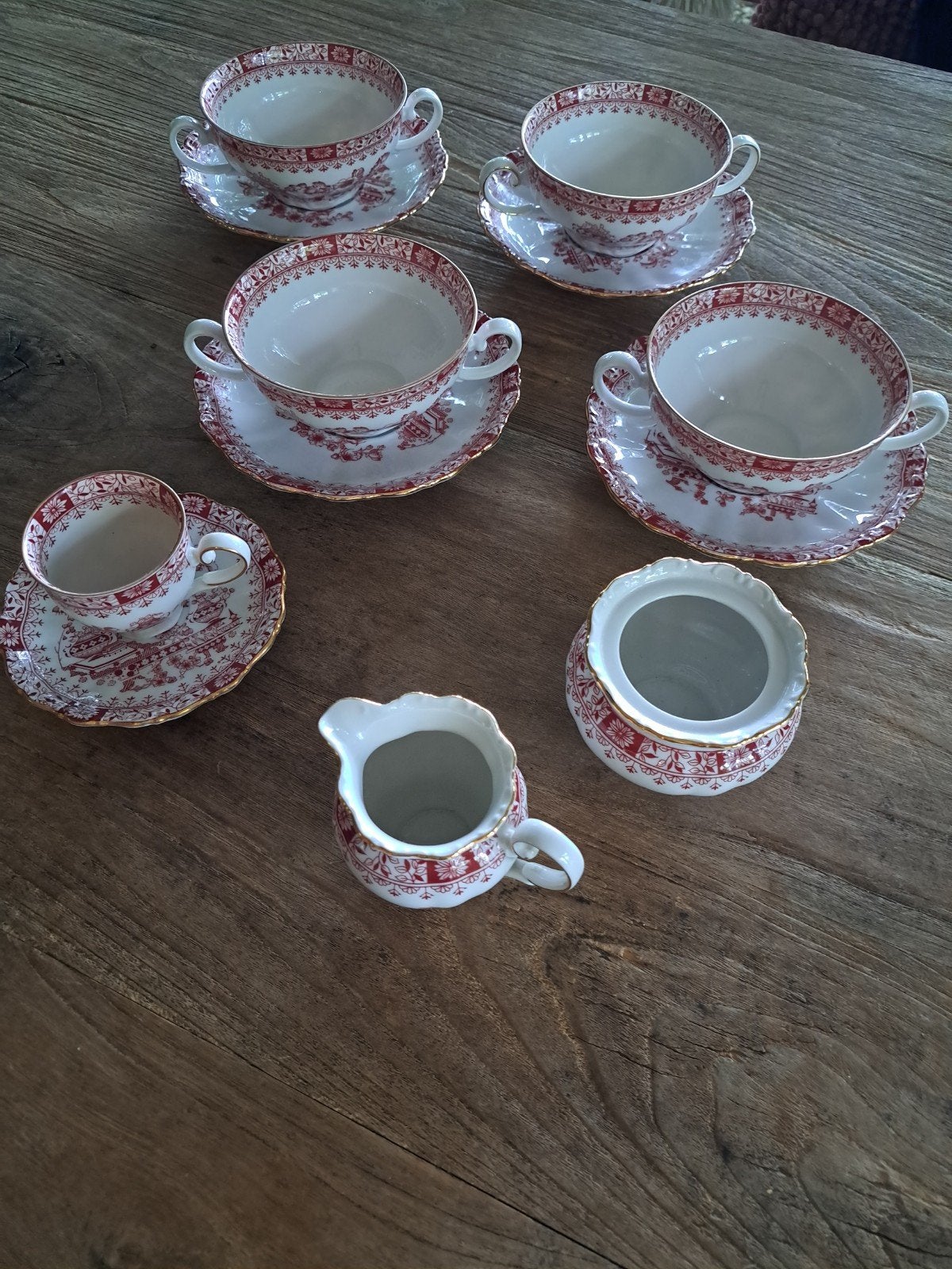 prachtig vintage servies Seltmann Weiden Theresia-Rood, Ophalen of Verzenden