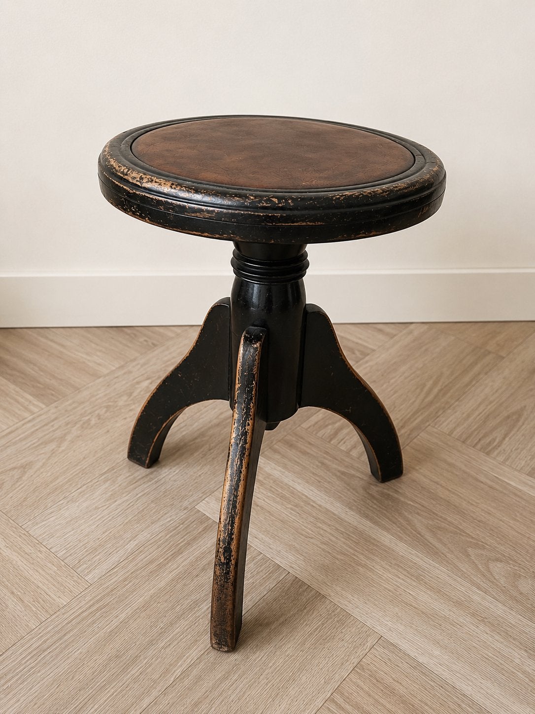Vintage antiek pianokruk - houten driepoot, Ophalen of Verzenden