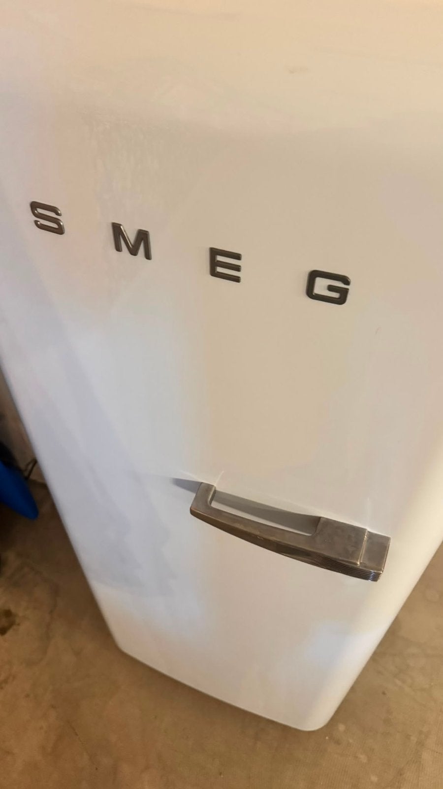 Smeg koelkast - Retro design, lichtblauw, 150 tot 200 liter, Gebruikt, 60 cm of meer, Ophalen of Verzenden