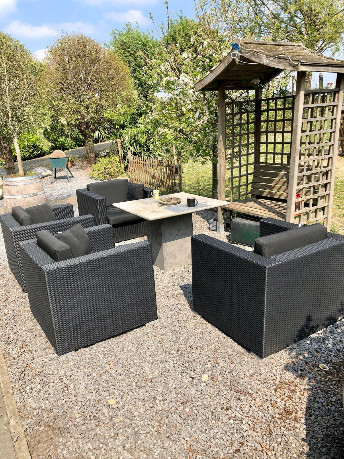 Set van 4 Arbrini lounge stoelen met kussens, Tuin en Terras, Tuinsets en Loungesets, Ophalen, 4 zitplaatsen, Zo goed als nieuw