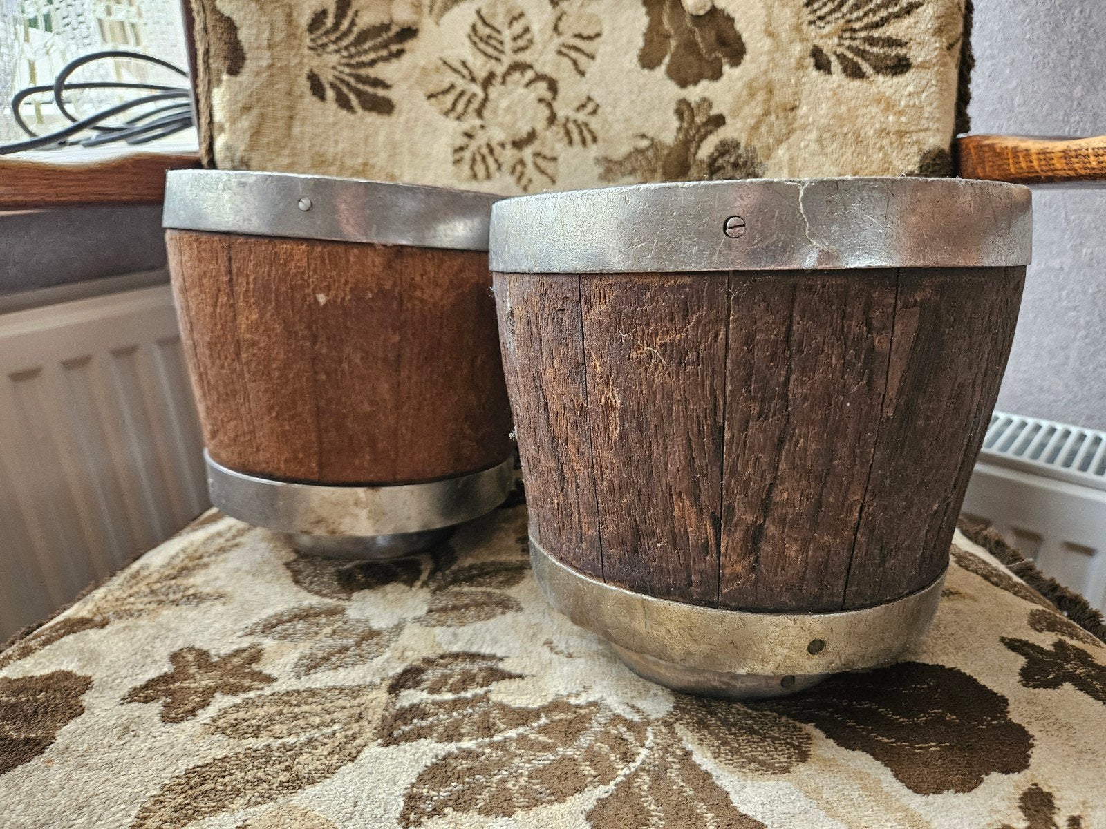 Twee antieke houten kaasvormen / kaasvaten – Rustiek & Decor, Ophalen