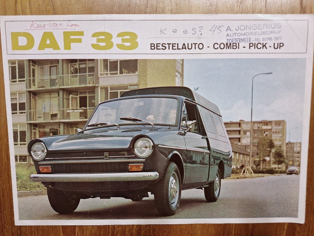 DAF 33 bestel brochure folder uit 1967, Ophalen of Verzenden, Gelezen, Overige merken