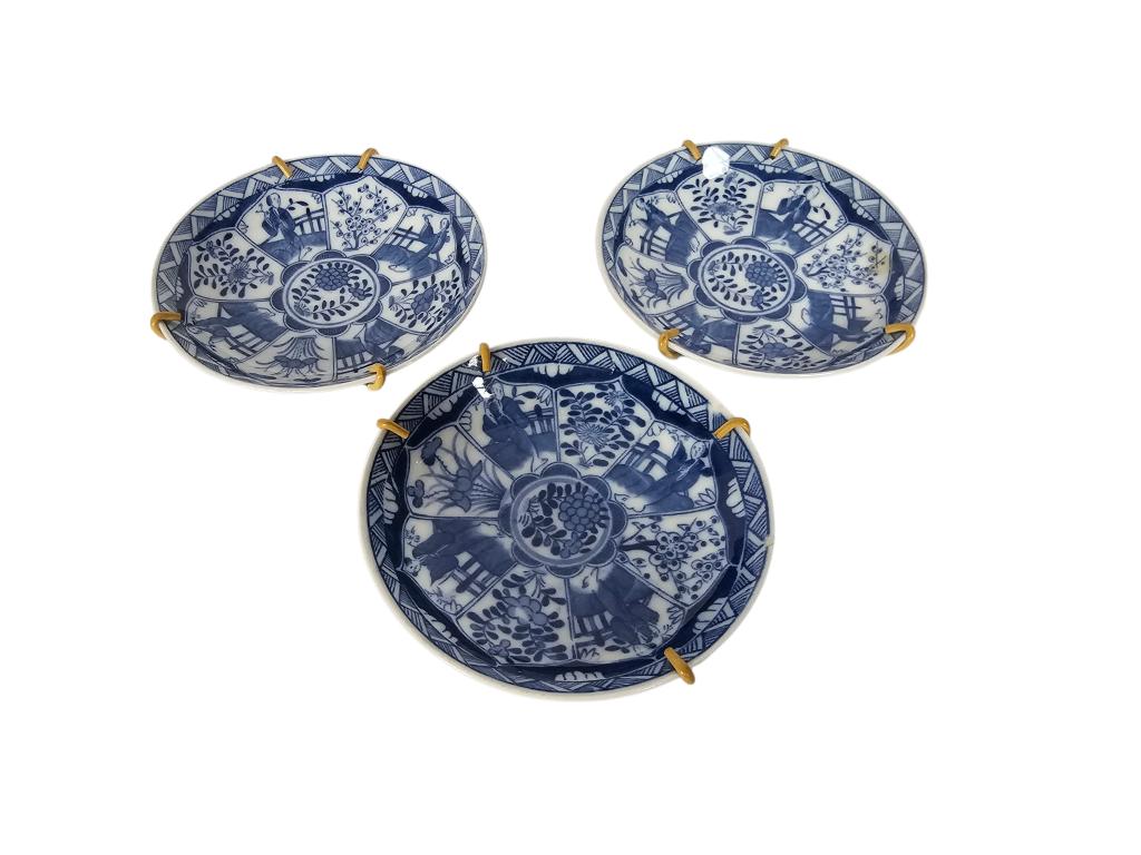 Mosa - Kangxi stijl - 3 x bordje - decor Peterselie  - 1901, Ophalen of Verzenden