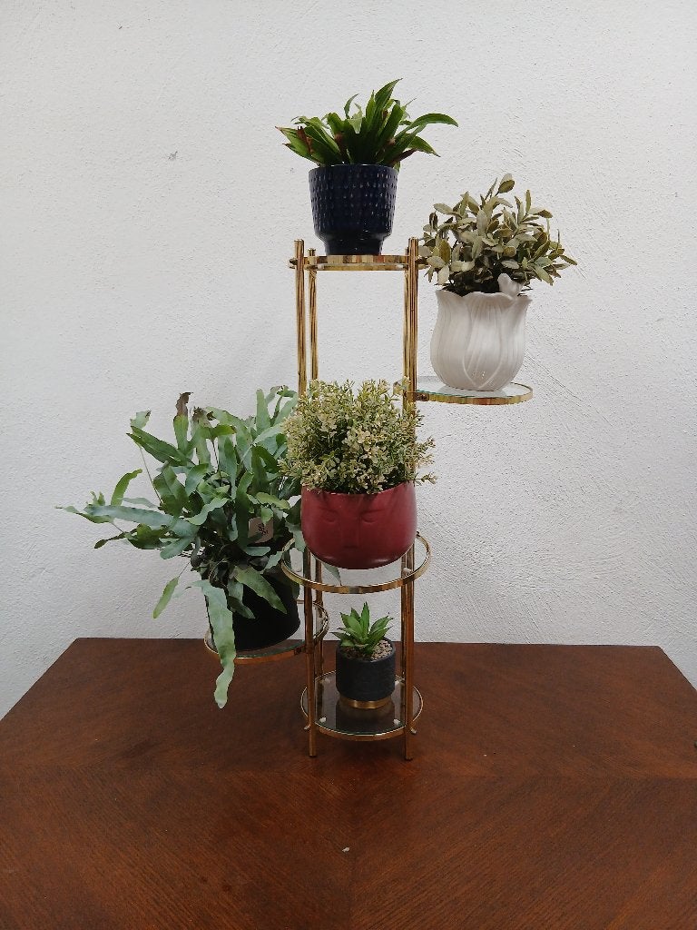 Vintage Hollywood Regency plantenstaander, Ophalen of Verzenden, Gebruikt, Etagère, Metaal